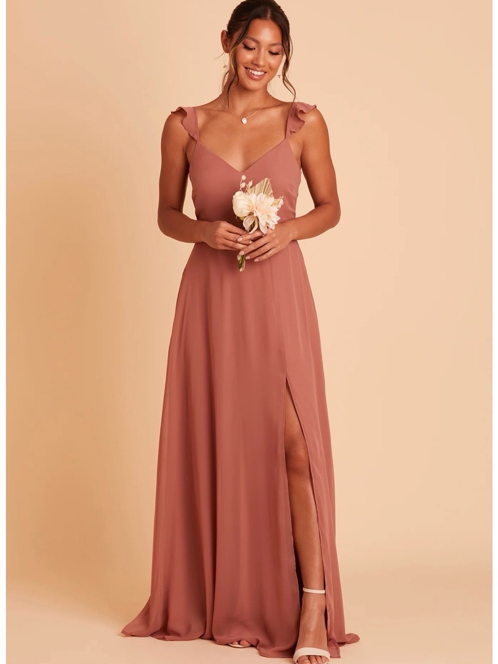 Birdy Grey Chiffon dresert Rose DORIS bridesmaid dress/ with pockets / size S